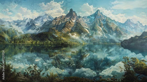 Serene Lake and Mountain Landscape Perfect for Environmental Awareness Campaigns