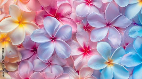 A beautiful pink and white flower with a blue background