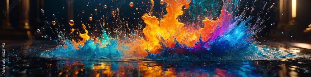 Fototapeta premium An artistic abstract background that captures the essence of creativity, with swirling colors and a sparkling bokeh effect that together create a sense of wonder.