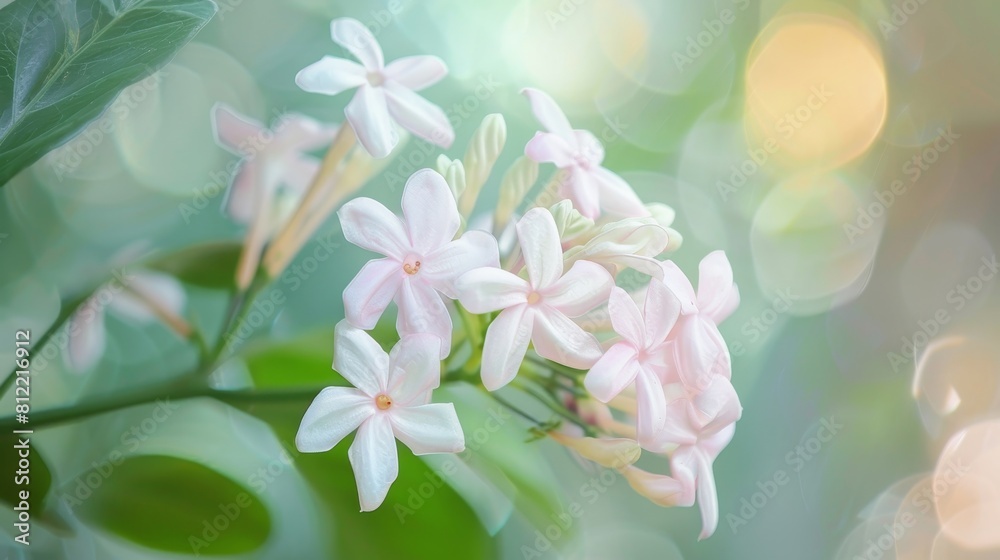 Wrightia religiosa Benth flower pastel colors background --ar 16:9 --style raw Job ID: 12a7dc26-e574-48a6-af10-35382cb6f8c7