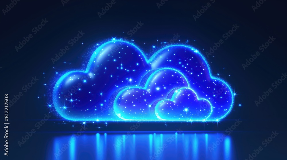 abstract blue AI Assistant cloud on dark blue background, 3d render illustration abstract blue AI Assistant cloud on dark blue background, 3d render illustration