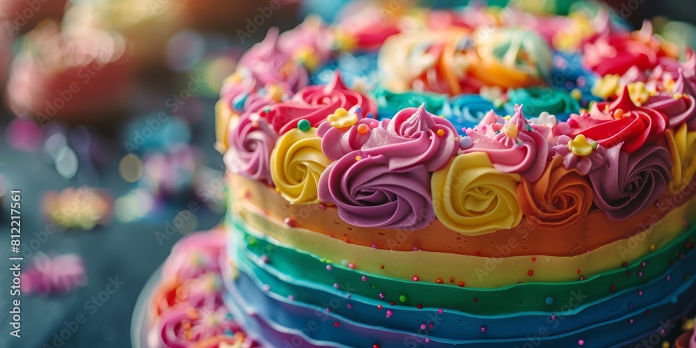 Colorful Cake With Sprinkles. Generative AI Colorful Cake With Sprinkles. Generative AI