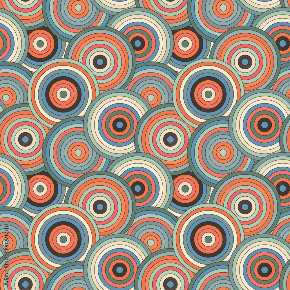 Circle Seamless Pattern in retro colors Circle Seamless Pattern in retro colors