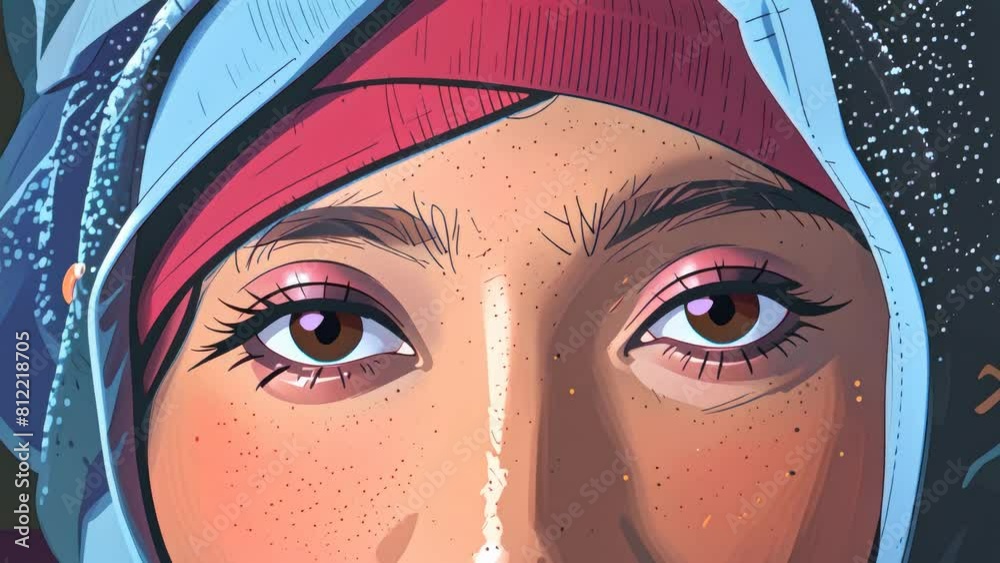 The eyes of a woman looking at the camera anime seamless loop animation