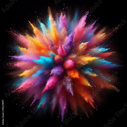  A colorful explosion of powder against a black background