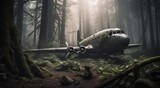 Abandoned Airplane in Lush Green Forest