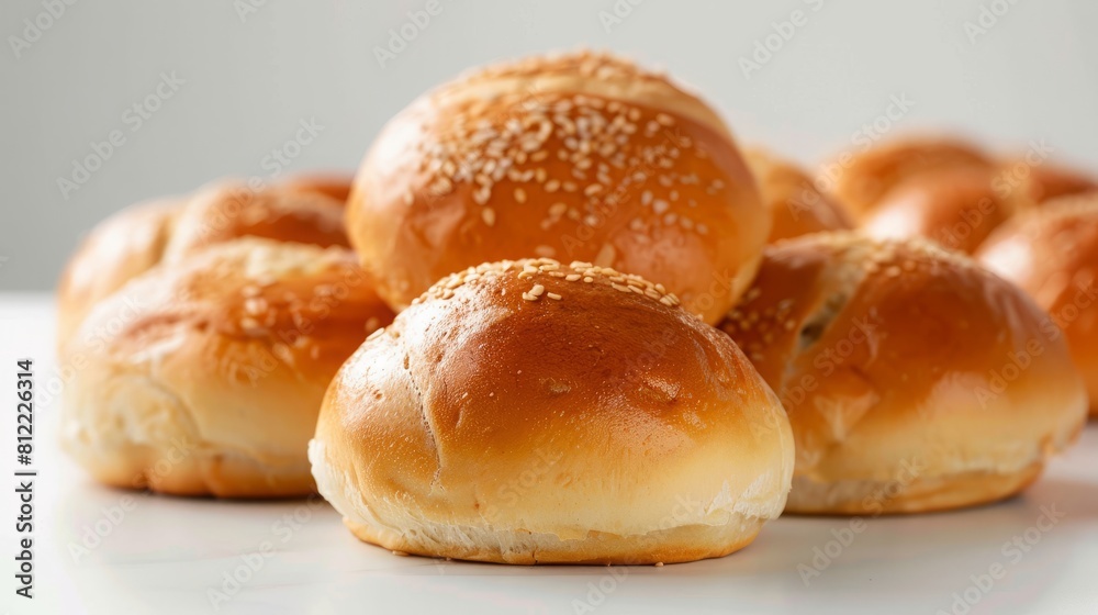 buns on white background.