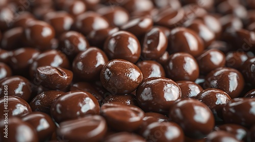 A closeup of Chocolate covered espresso beans  Fresh food serving