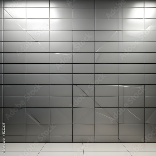 Polished  Semigloss Wall background with tiles. Triangular  tile Wallpaper with 3D  Black blocks. 3D Render 