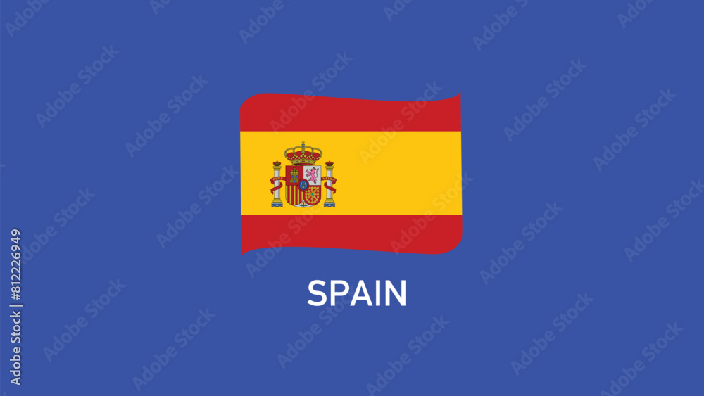 Naklejka premium Spain Flag Ribbon Teams European Nations 2024 Abstract Countries European Germany Football Symbol Logo Design Vector Illustration