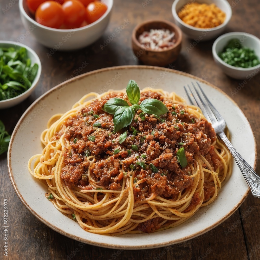spaghetti with tomato sauce and basil spaghetti with tomato sauce and basil