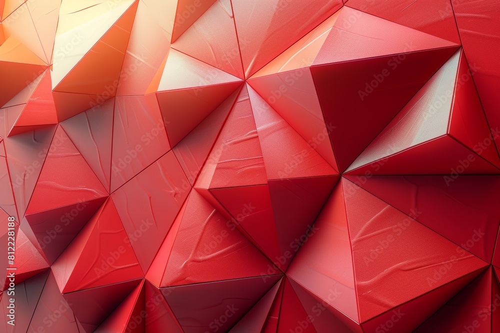Vibrant red and orange shades create a striking angular crystal pattern in this digital art design Vibrant red and orange shades create a striking angular crystal pattern in this digital art design