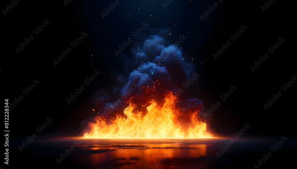 A Vivid Fire on Deep Black Background
