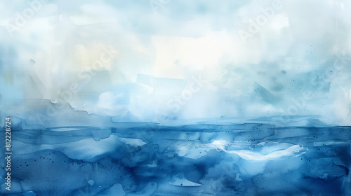 Blue Ocean With White Clouds Painting