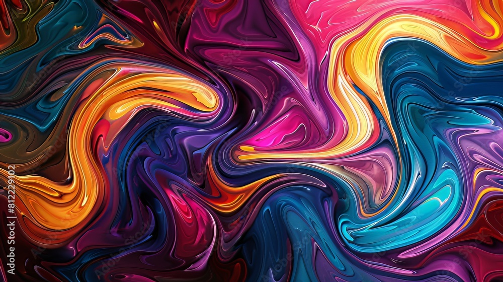 Fototapeta premium Abstract Color Patterns: Vibrant swirls of color merge and blend, creating a dynamic and captivating abstract pattern that draws the eye and sparks the imagination