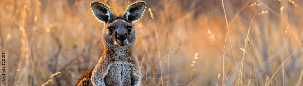 A Kangaroo Holding onto Something with Its Front Paws