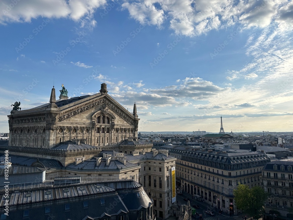 Obraz premium Beautiful Panoramic View of Paris with Eiffel Tower on a Beautiful Day