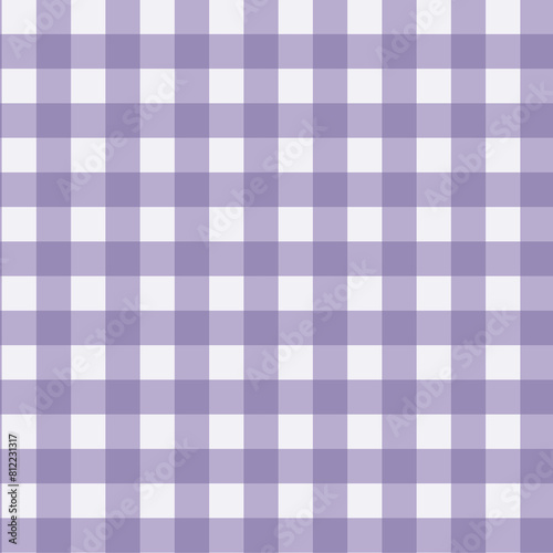 Gingham pattern seamless Plaid repeat in purple and white. Design for print, tartan, gift wrap, textiles, checkered background for tablecloth
