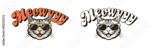 cat lovers vector illustration typography, meowy