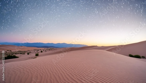 sunrise landscape with desert sand dunes scenic contemporary background with warm gradient starry sky