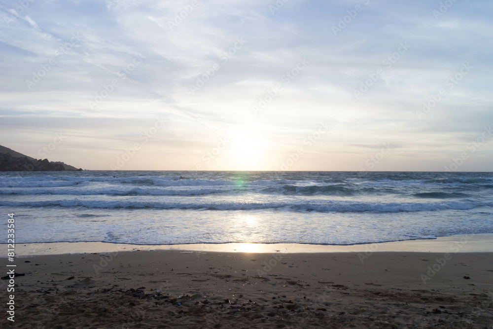Stunning sunset over sea in Golden Bay Malta. Stunning sunset over sea in Golden Bay Malta.