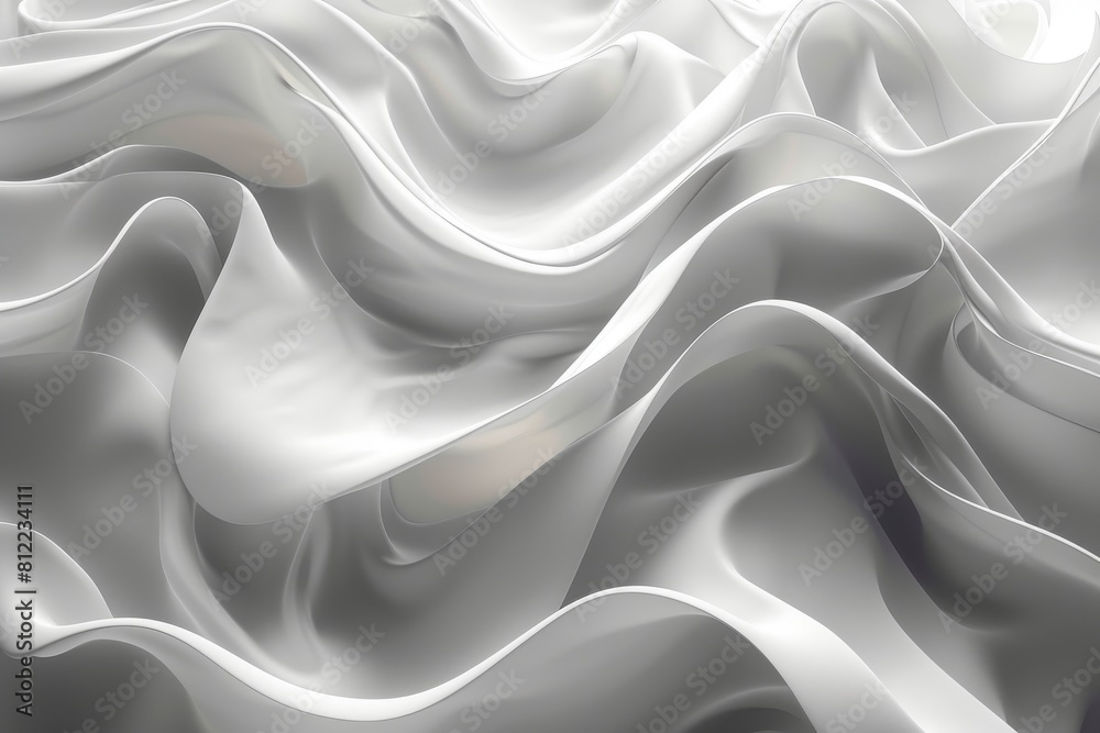 Obraz premium Conceptual image capturing the flowing nature of a wavy white silk, making it almost appear as soft snowdrifts