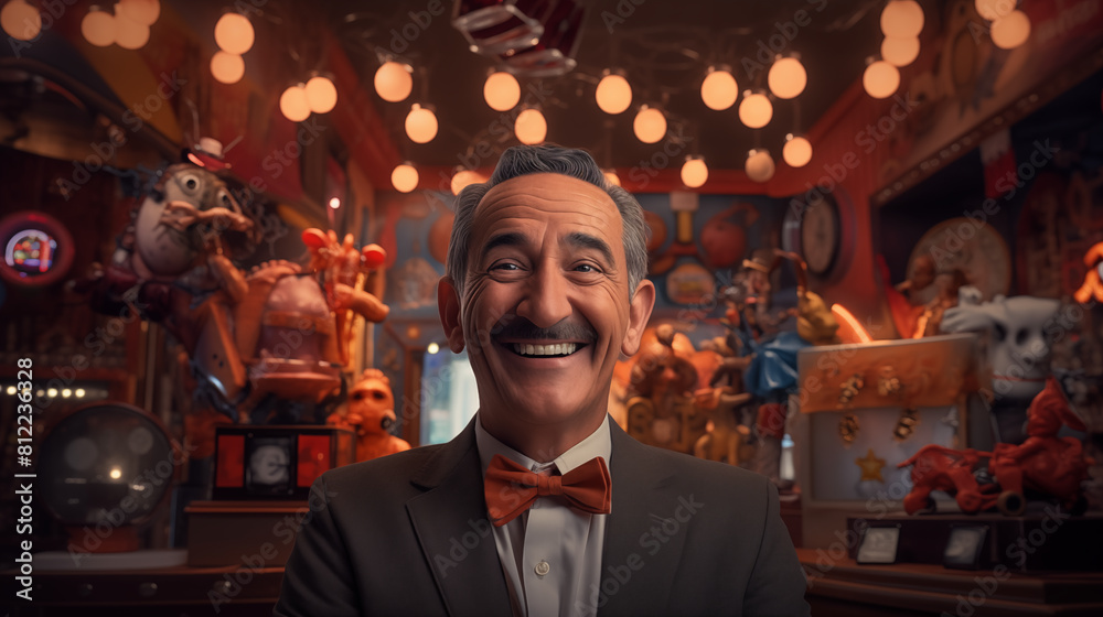 A positive portrait of a stylish toy salesman in his shop. A positive portrait of a stylish toy salesman in his shop.
