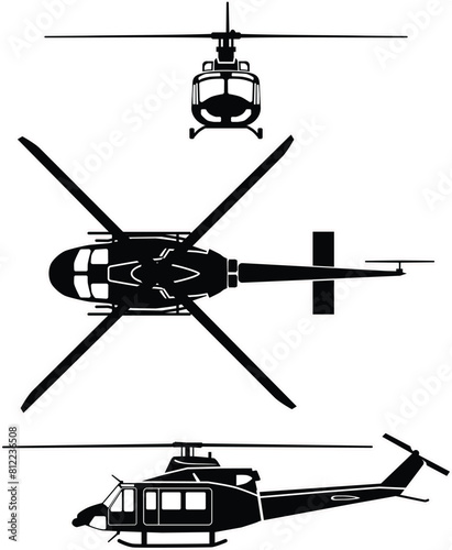 Helicopter vector design with cut contour 