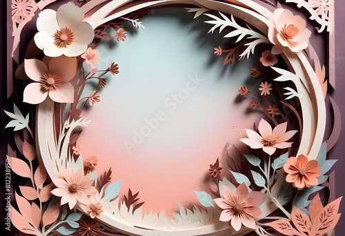 Wallpaper Mural Frame for background paper cut style flowers and the vibrant colors Torontodigital.ca