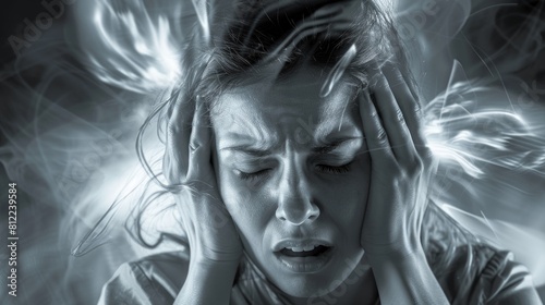 A woman faints and topples over from dizziness caused by disruptions in her vestibular system experiencing intense headaches and migraines Central idea revolves around assisting individuals  photo