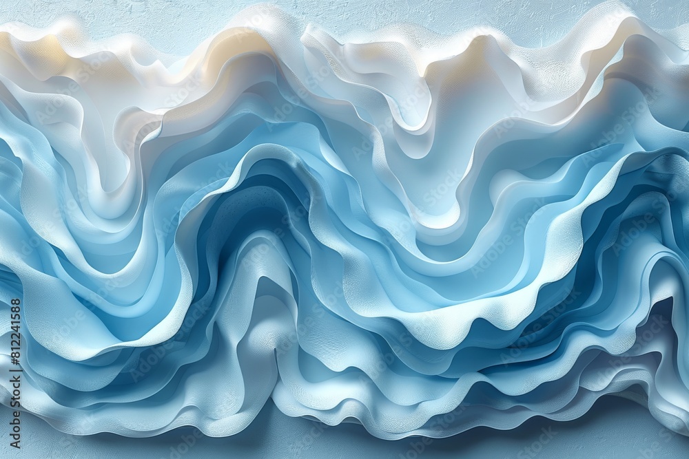 Obraz premium Abstract background evoking a chilled and tranquil sensation, with soothing blue and white waves