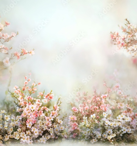 Ethereal Floral Background with Soft Blooming Cherry Blossoms