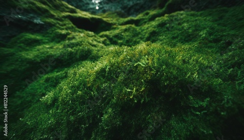 wet green moss close up sea moss texture green fluffy fur consept green background