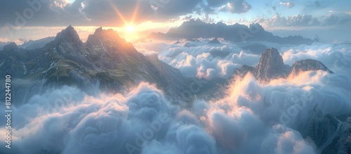 Majestic Mountain Panorama with Dramatic Clouds and Shafts of Sunlight