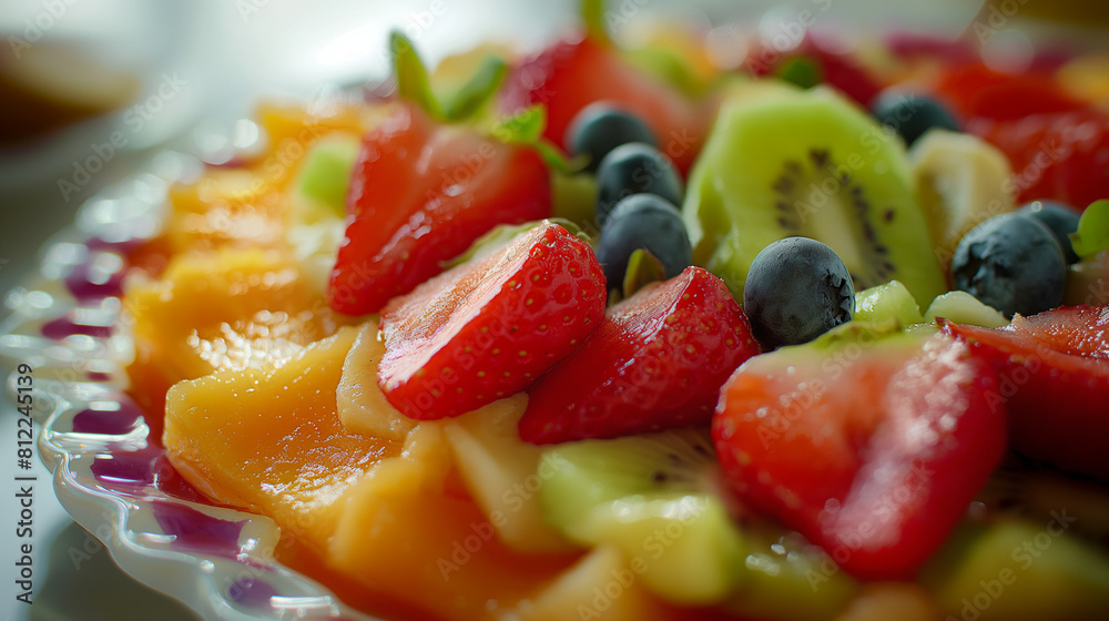 Close-up of a Colorful Mixed Fruit Platter: Vibrant and Fresh Assortment, Perfect for Inviting Summer Snacks and Healthy Dessert Options Close-up of a Colorful Mixed Fruit Platter: Vibrant and Fresh Assortment, Perfect for Inviting Summer Snacks and Healthy Dessert Options