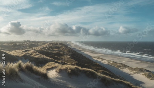 coastline of ameland with sand dunes photo