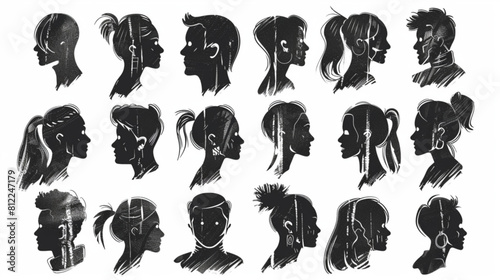 Hand drawn underline strokes. Sketch brush scribbles, ink marker squiggle lines, freehand pen stroke. Doodle painted curves, various pencil shapes and elements. 3D avatars set vector icon, white backg