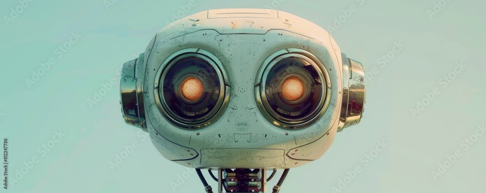 Fototapeta premium A retro-futuristic robot with a clunky, mechanical design