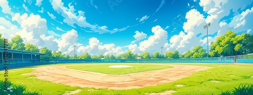 baseball field cartoon illustration background