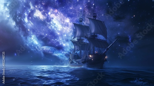 Ship Floating in Middle of Body of Water