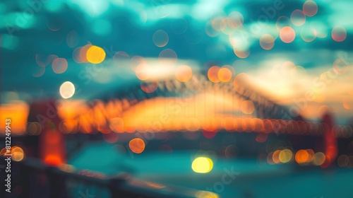 The abstract blurred background (defocus) of Sydney Harbour bridge during photo