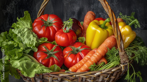 Bountiful Harvest  A Basket Overflowing with Freshly Picked Vegetables