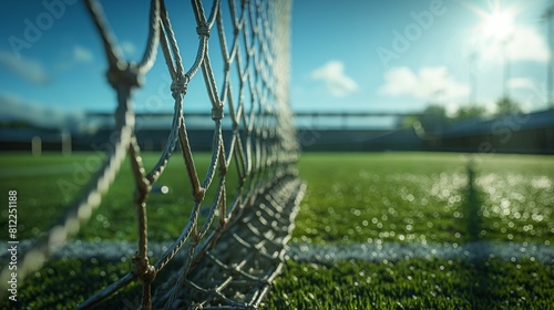 Close Up of Soccer Goal Net on Soccer Field