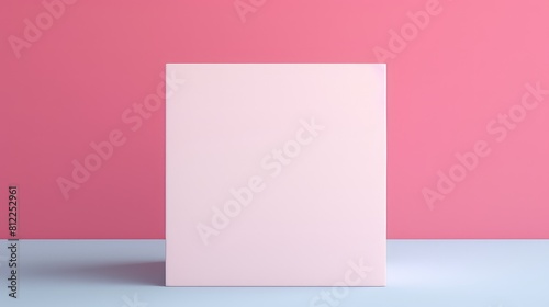 A pink box is sitting on a blue background