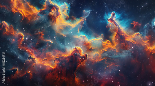 Cosmic Canvass Weaving Colorful Clouds into Galactic Tapestry