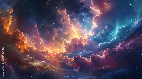 Cosmic Canvass Weaving Colorful Clouds into Galactic Tapestry