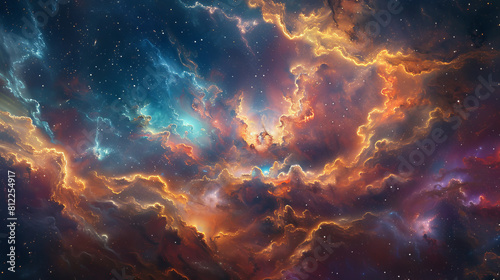 Cosmic Canvass Weaving Colorful Clouds into Galactic Tapestry