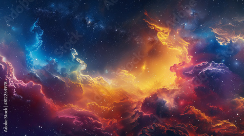 Cosmic Canvass Weaving Colorful Clouds into Galactic Tapestry © Neural