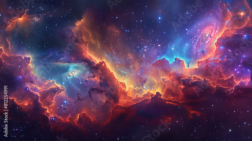 Cosmic Canvass Weaving Colorful Clouds into Galactic Tapestry