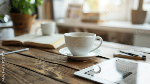 A Cup of Coffee on Wooden Table